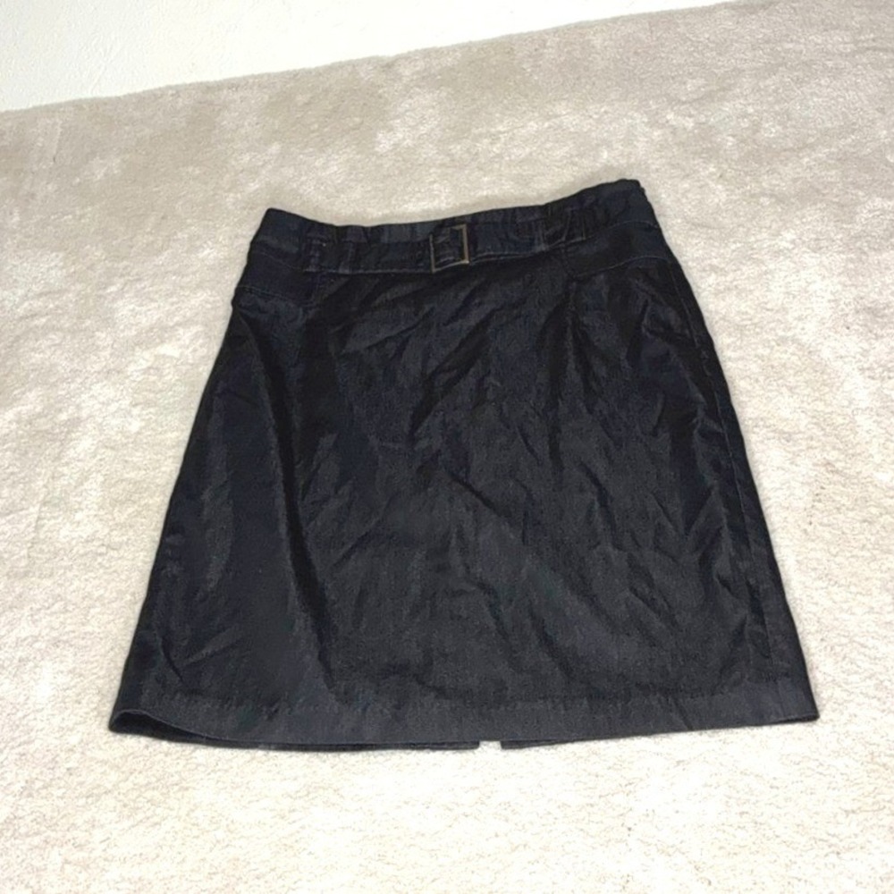 Dalia Collection Black Pencil Skirt - 10- Belted Lined Professional Office Work